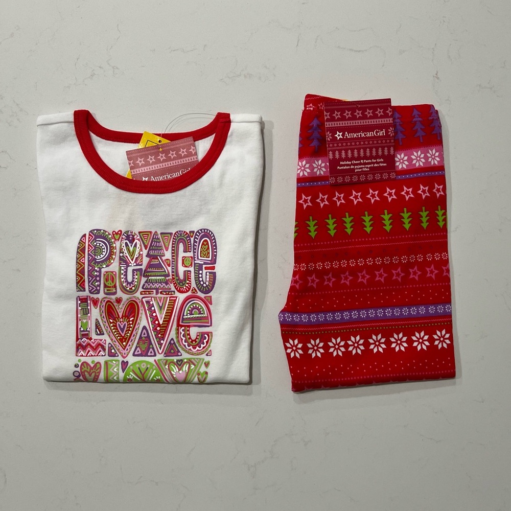 American Girl Doll Peace, Love & Joy Pajama set in Girls Size 7.
